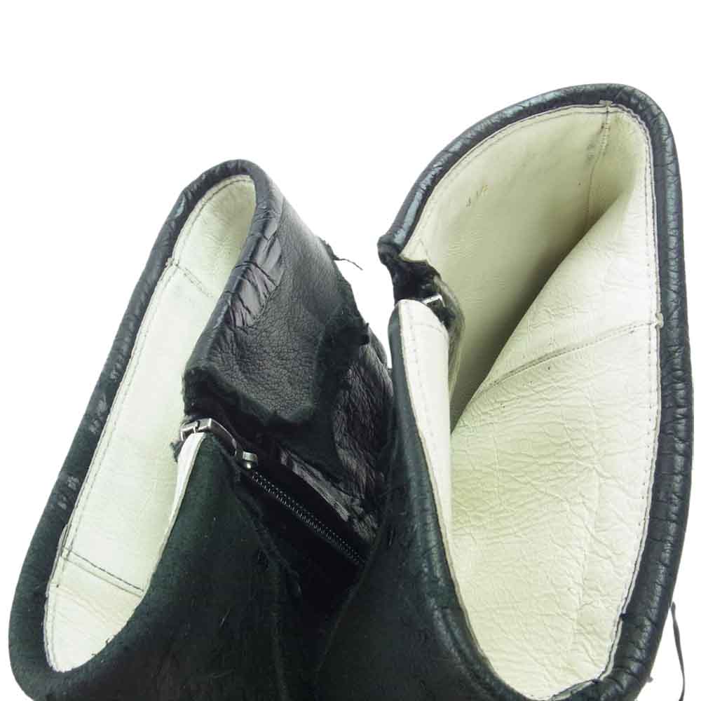 ヒロムタカハラ Deer skin Long Boots サイドジップ ディアスキン ロング ブーツ ブラック系 41.5インチ【中古】