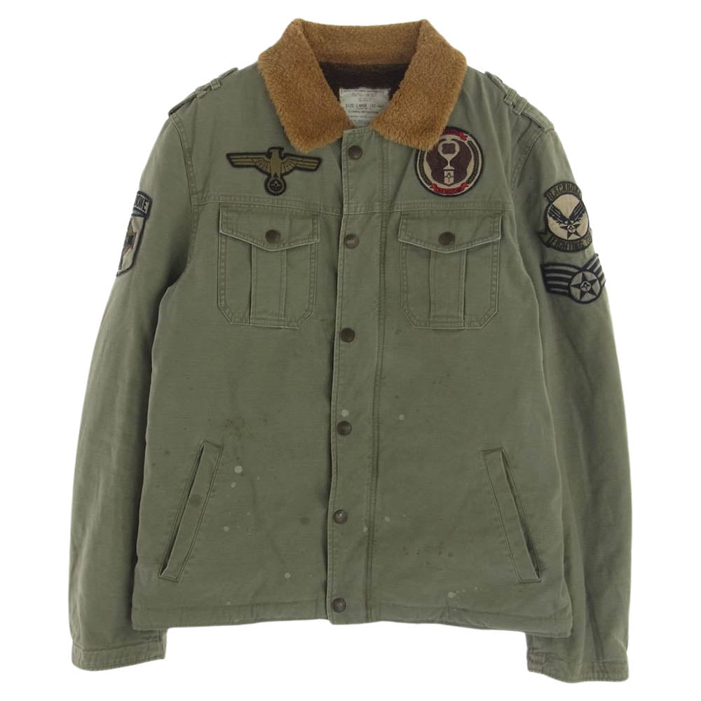 BACKBONE バックボーン BB10FW-B11 ロゴ 刺繍 ボア ミリタリー ジャケット  カーキ系 L【中古】