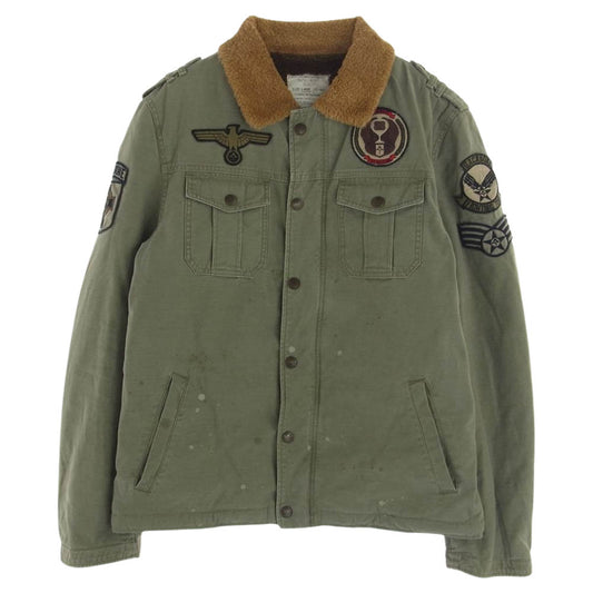 BACKBONE バックボーン BB10FW-B11 ロゴ 刺繍 ボア ミリタリー ジャケット  カーキ系 L【中古】