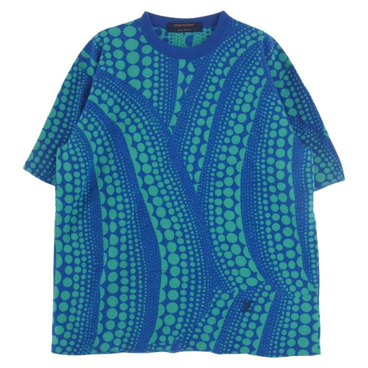 LOUIS VUITTON ルイ・ヴィトン 23SS 1AB6PA × YK 草間彌生  オールオーバー パンプキン クルーネック ニット 半袖  ブルー系 XL【中古】