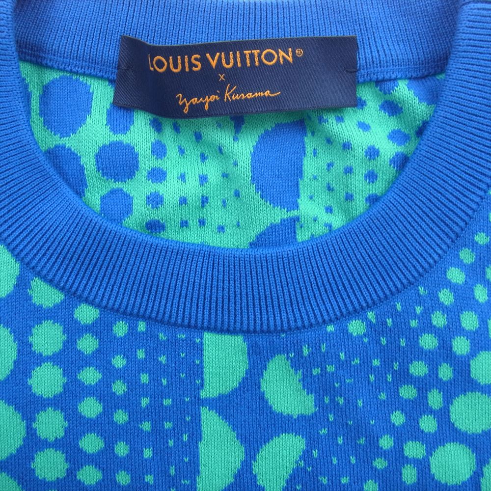 LOUIS VUITTON ルイ・ヴィトン 23SS 1AB6PA × YK 草間彌生  オールオーバー パンプキン クルーネック ニット 半袖  ブルー系 XL【中古】