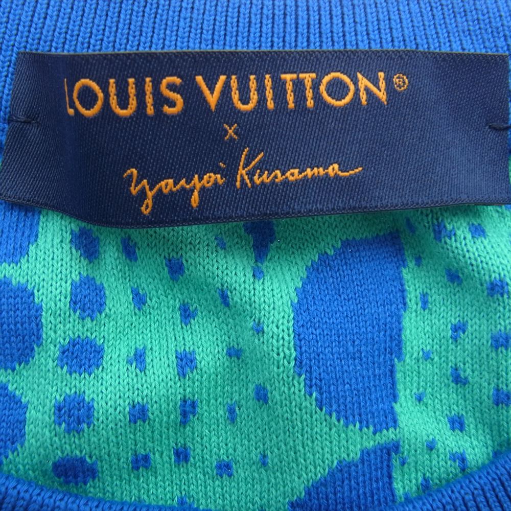 LOUIS VUITTON ルイ・ヴィトン 23SS 1AB6PA × YK 草間彌生  オールオーバー パンプキン クルーネック ニット 半袖  ブルー系 XL【中古】