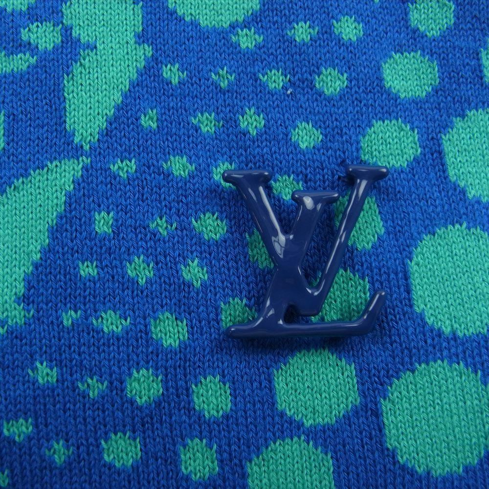 LOUIS VUITTON ルイ・ヴィトン 23SS 1AB6PA × YK 草間彌生  オールオーバー パンプキン クルーネック ニット 半袖  ブルー系 XL【中古】