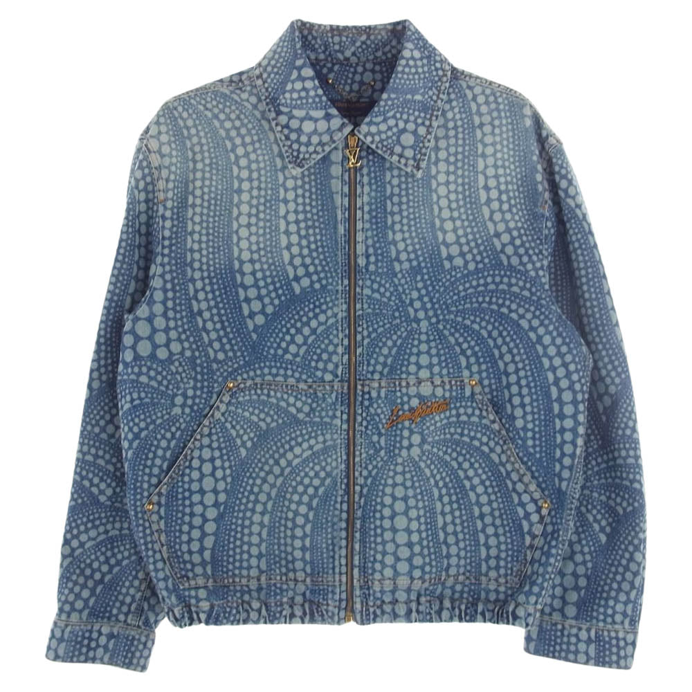 LOUIS VUITTON ルイ・ヴィトン 23SS 1AB6ON × YK 草間彌生 オールオーバー パンプキン デニム ブルゾン ジャケット インディゴブルー系 52【美品】【中古】