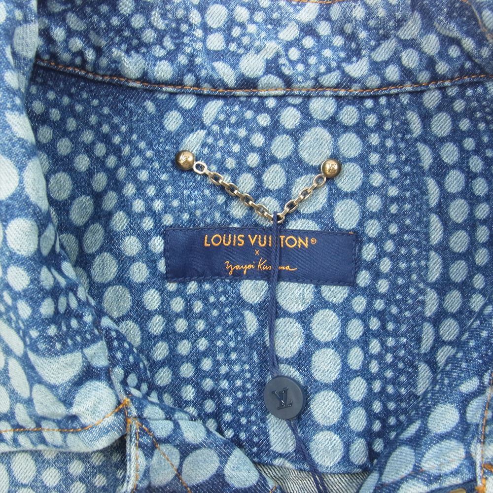 LOUIS VUITTON ルイ・ヴィトン 23SS 1AB6ON × YK 草間彌生 オールオーバー パンプキン デニム ブルゾン ジャケット インディゴブルー系 52【美品】【中古】