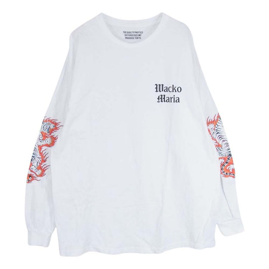 WACKO MARIA ワコマリア 袖タイガープリント 長袖 Tシャツ ホワイト系 XL【中古】