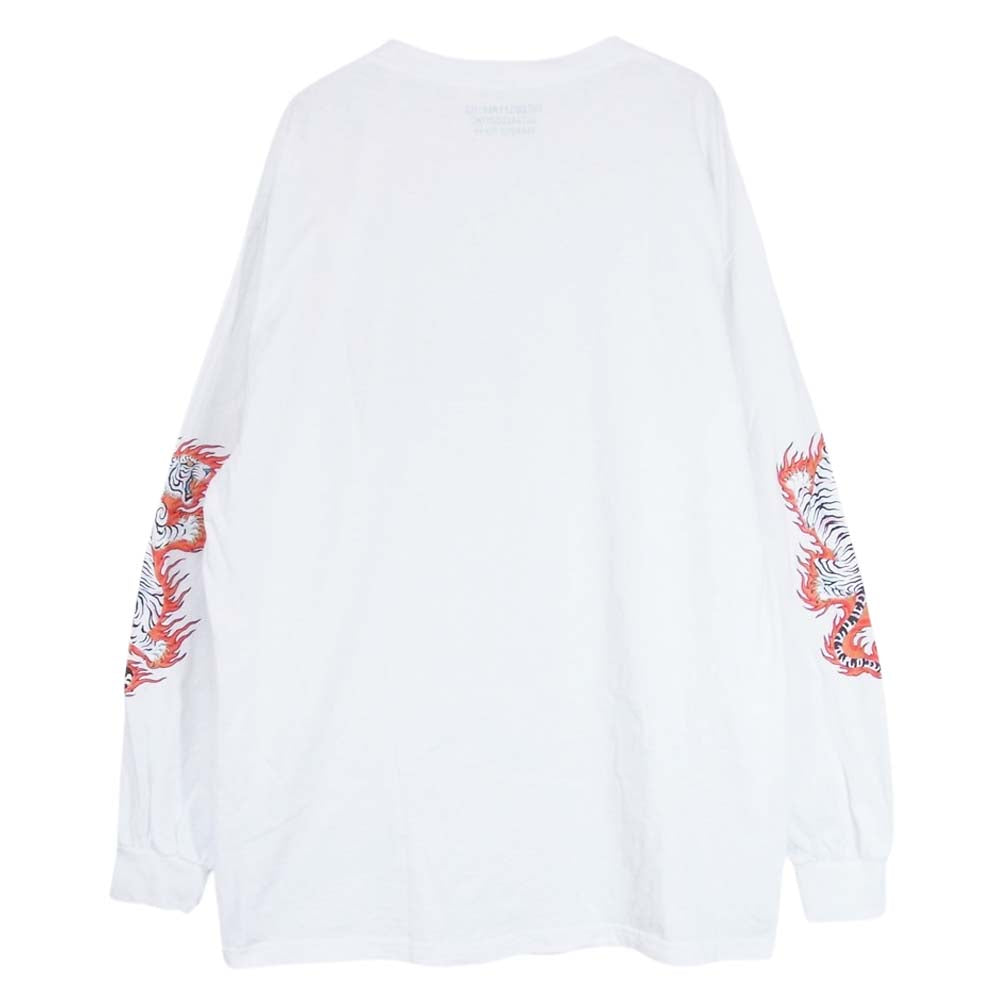 WACKO MARIA ワコマリア 袖タイガープリント 長袖 Tシャツ ホワイト系 XL【中古】