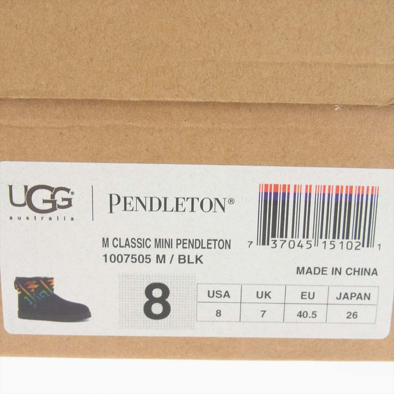 UGG アグ F19014G PENDLETON ペンドルトン スエード ショートブーツ ブラック系 26cm【中古】