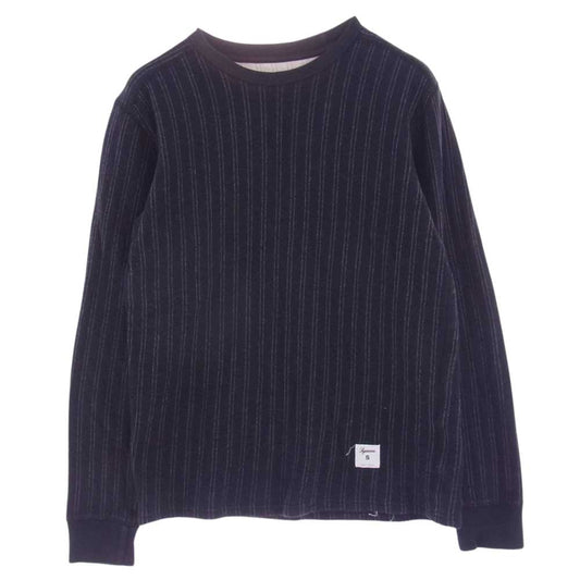 Supreme シュプリーム ピンストライプ ダブル ストライプ 長袖 Tシャツ ネイビー ダークネイビー系 ホワイト系 SMALL【中古】