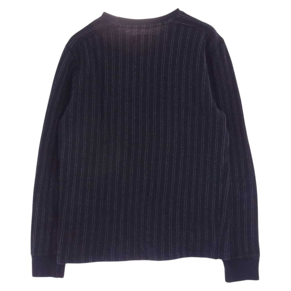 Supreme シュプリーム ピンストライプ ダブル ストライプ 長袖 Tシャツ ネイビー ダークネイビー系 ホワイト系 SMALL【中古】