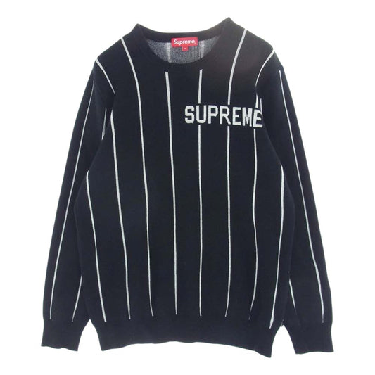 Supreme シュプリーム 13AW Wide Pinstripe Sweater ワイド ピンストライプ セーター ブラック系 M【中古】