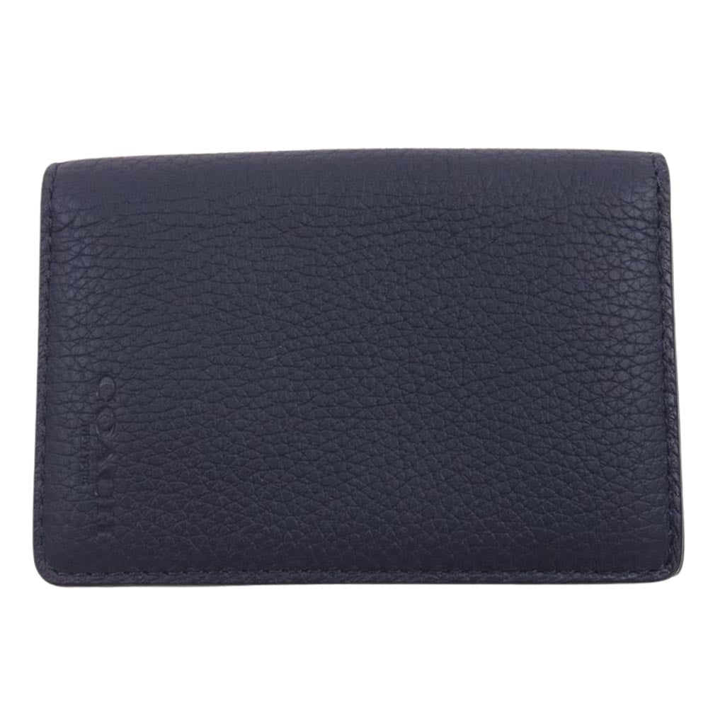 COACH コーチ E2230 91308 ロゴ型押し カードケース 名刺入れ ネイビー系【美品】【中古】
