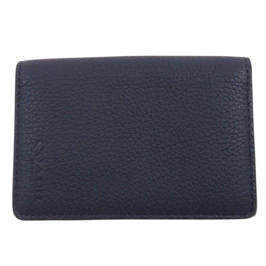 COACH コーチ E2230 91308 ロゴ型押し カードケース 名刺入れ ネイビー系【美品】【中古】