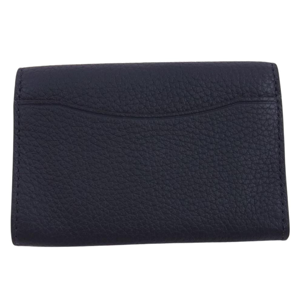 COACH コーチ E2230 91308 ロゴ型押し カードケース 名刺入れ ネイビー系【美品】【中古】
