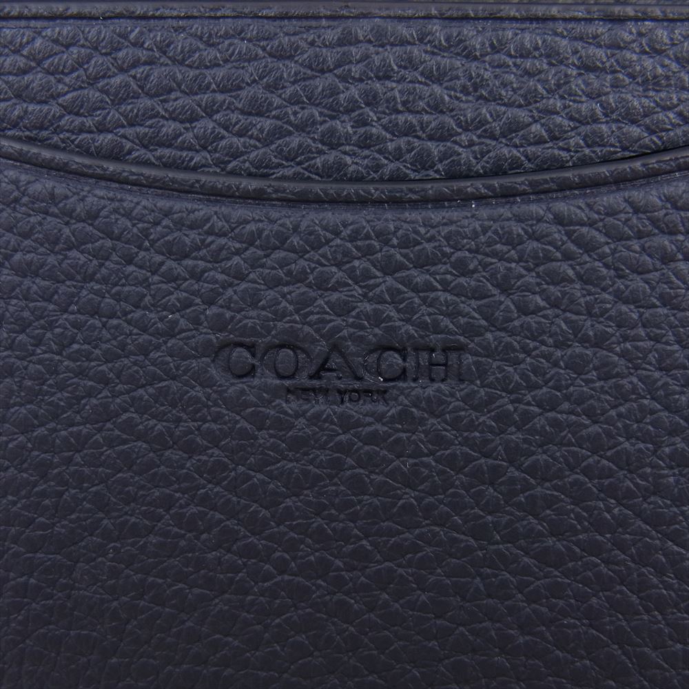 COACH コーチ E2230 91308 ロゴ型押し カードケース 名刺入れ ネイビー系【美品】【中古】