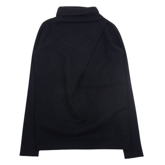 ANN DEMEULEMEESTER アンドゥムルメステール 変形 ウール レイヤード ハイネック カットソー ブラック系 36【中古】