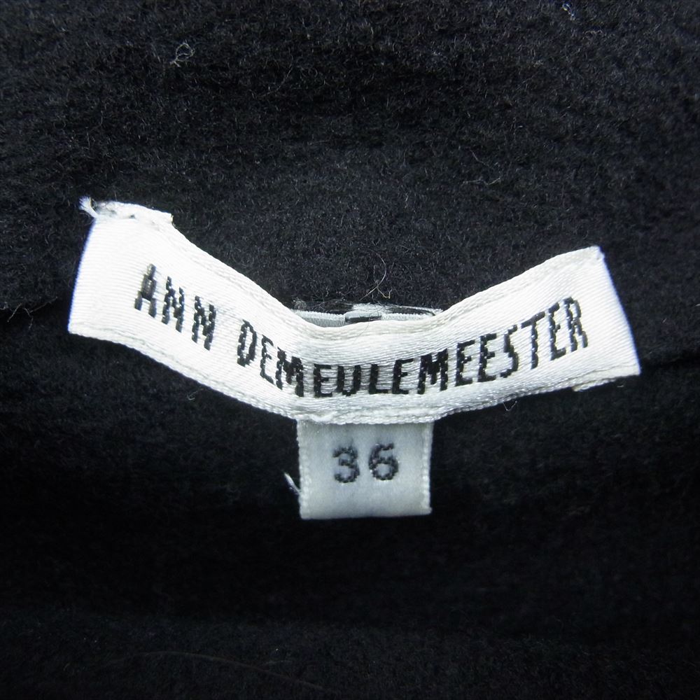 ANN DEMEULEMEESTER アンドゥムルメステール 変形 ウール レイヤード ハイネック カットソー ブラック系 36【中古】