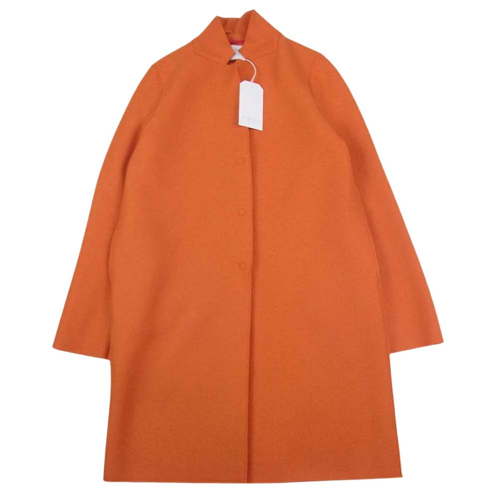 ハリスワーフロンドン ALK1301 イタリア製 Wonan cocoon coat Pressed Wool ウールコート  オレンジ系 40【美品】【中古】