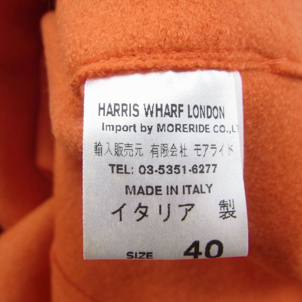 ハリスワーフロンドン ALK1301 イタリア製 Wonan cocoon coat Pressed Wool ウールコート  オレンジ系 40【美品】【中古】
