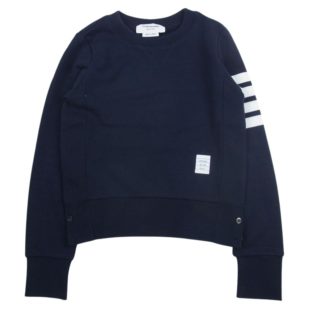 THOM BROWNE トムブラウン FJT002A-00535415 ネイビー ループバックジャージー ニット エンジニアード 4BAR ライン ストライプ クラシック クルーネックプルオーバー スウェット ネイビー系 38【中古】