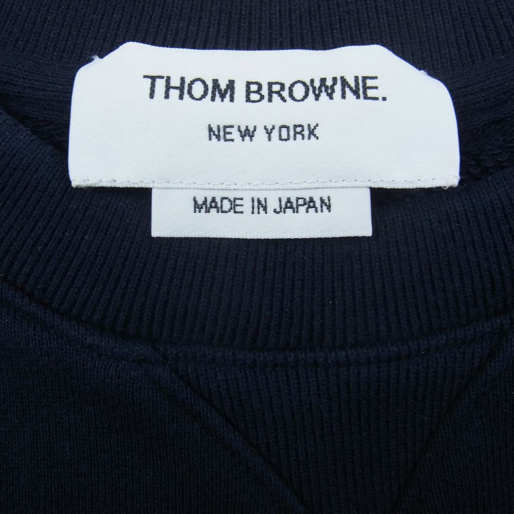 THOM BROWNE トムブラウン FJT002A-00535415 ネイビー ループバックジャージー ニット エンジニアード 4BAR ライン ストライプ クラシック クルーネックプルオーバー スウェット ネイビー系 38【中古】