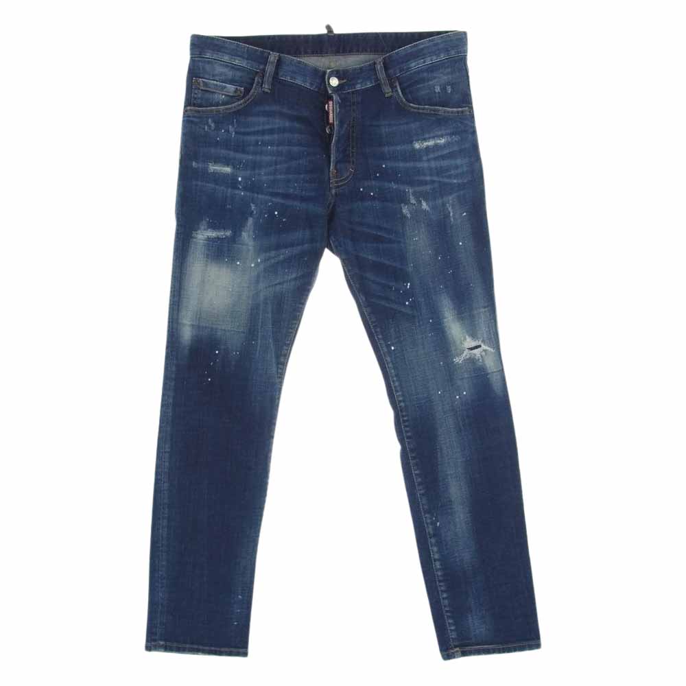 DSQUARED2 ディースクエアード 20SS S74LB0673 S30342 UNDER PATCH SKATER JEANS ダメージ ペイント加工 デニムパンツ ジーンズ インディゴブルー系 50【中古】