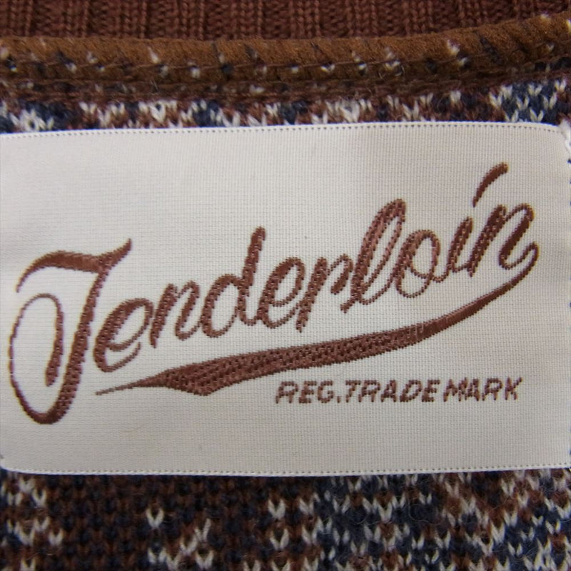 TENDERLOIN テンダーロイン T-SWEATER WOLF ウルフ ジャガード ウール ニット セーター ブラウン系 XL【中古】