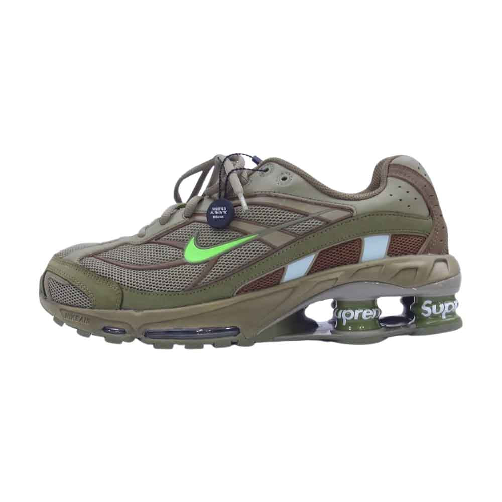 Supreme シュプリーム 22SS DN1615-200 × Nike ナイキ Shox Ride 2 Neutral Olive Electric Green Pilgrim ショックス ライド ニュートラル オリーブ エレクトリック グリーン ピルグリム スニーカー カーキ系 27.5cm【中古】