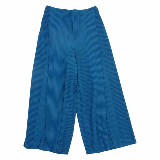 HOMME PLISSE ISSEY MIYAKE オム プリッセ イッセイミヤケ HP03JF132 PLEATS BOTTOMS プリーツ加工 ワイド フレア パンツ ブルーグリーン系 2【中古】