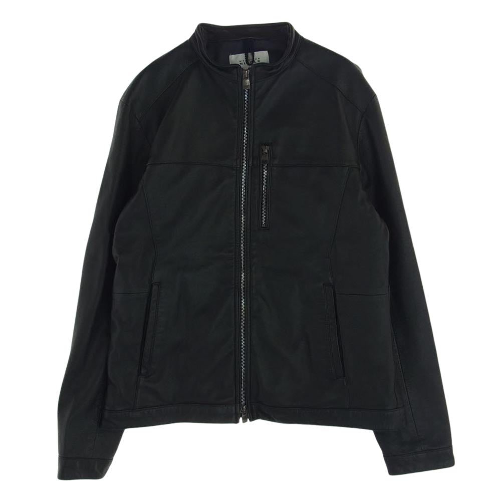 monsieur NICOLE ムッシュニコル シングル ライダース ジャケット レザー ブラック系 48【中古】