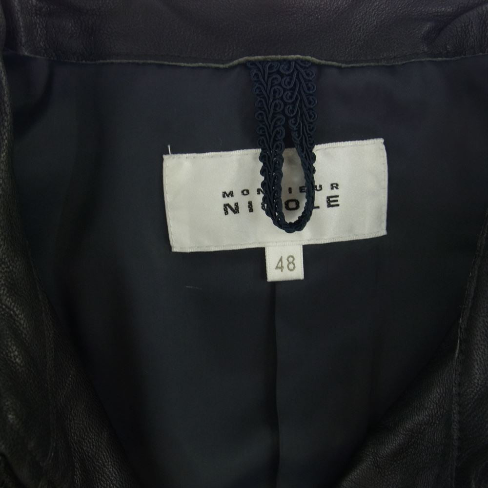 monsieur NICOLE ムッシュニコル シングル ライダース ジャケット レザー ブラック系 48【中古】
