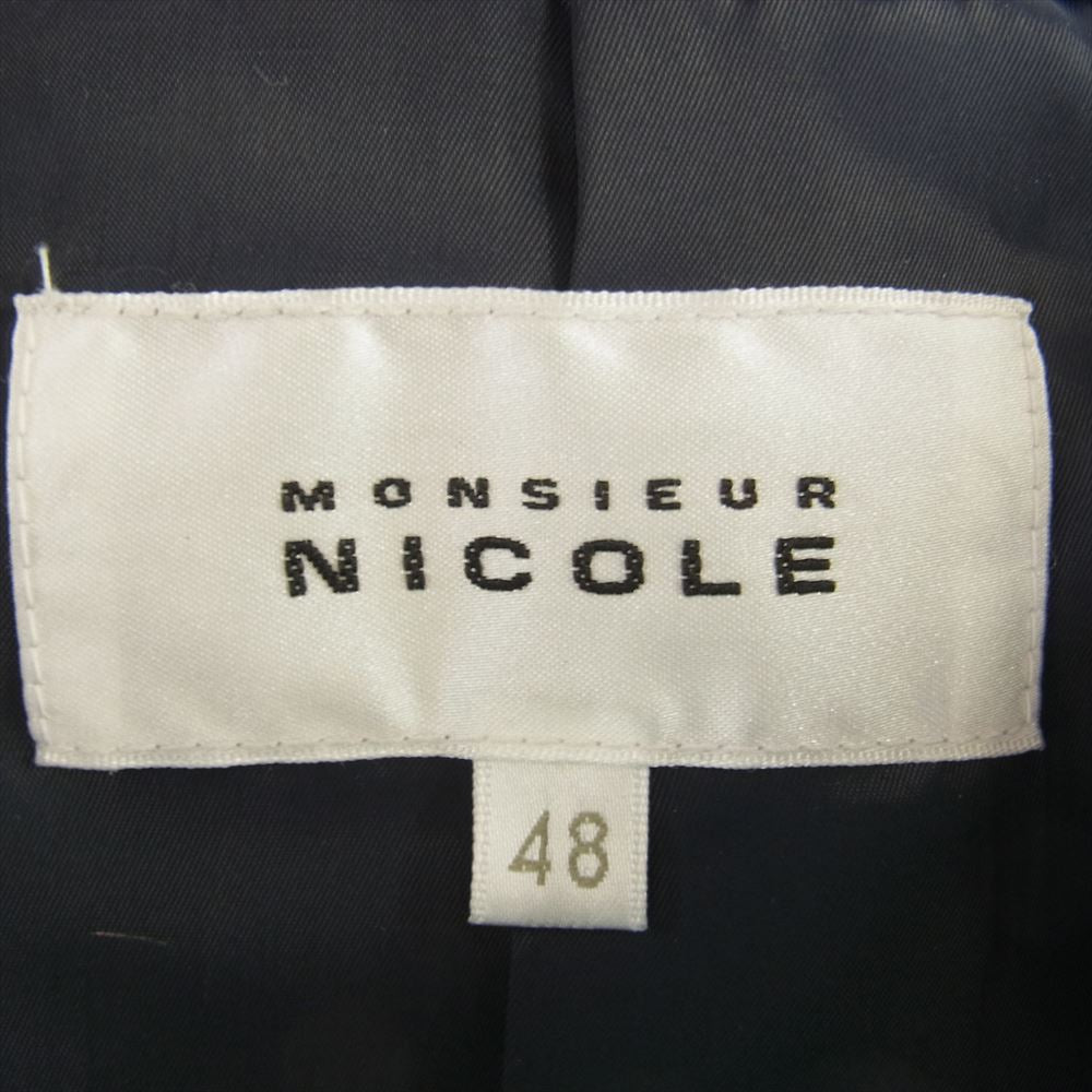 monsieur NICOLE ムッシュニコル シングル ライダース ジャケット レザー ブラック系 48【中古】