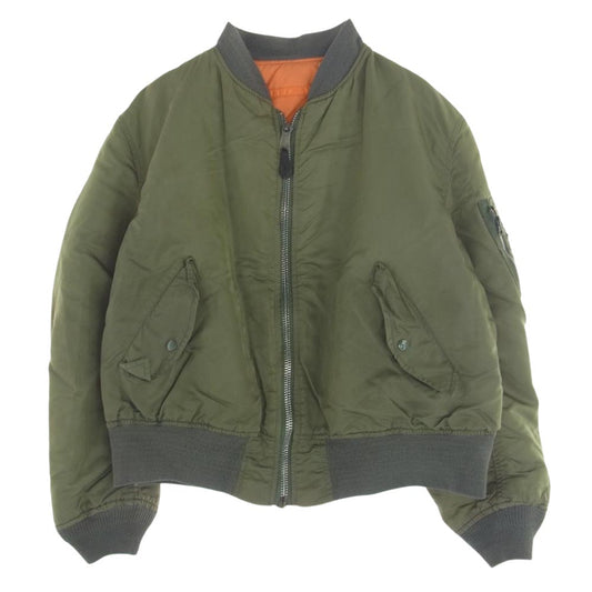ALPHA アルファ USA製 TYPE MA-1 ミリタリー ジャケット カーキ系 オレンジ系 XL【中古】