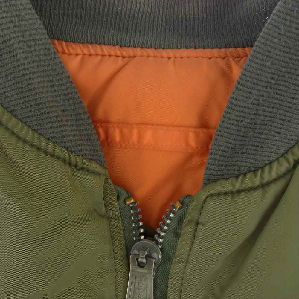 ALPHA アルファ USA製 TYPE MA-1 ミリタリー ジャケット カーキ系 オレンジ系 XL【中古】