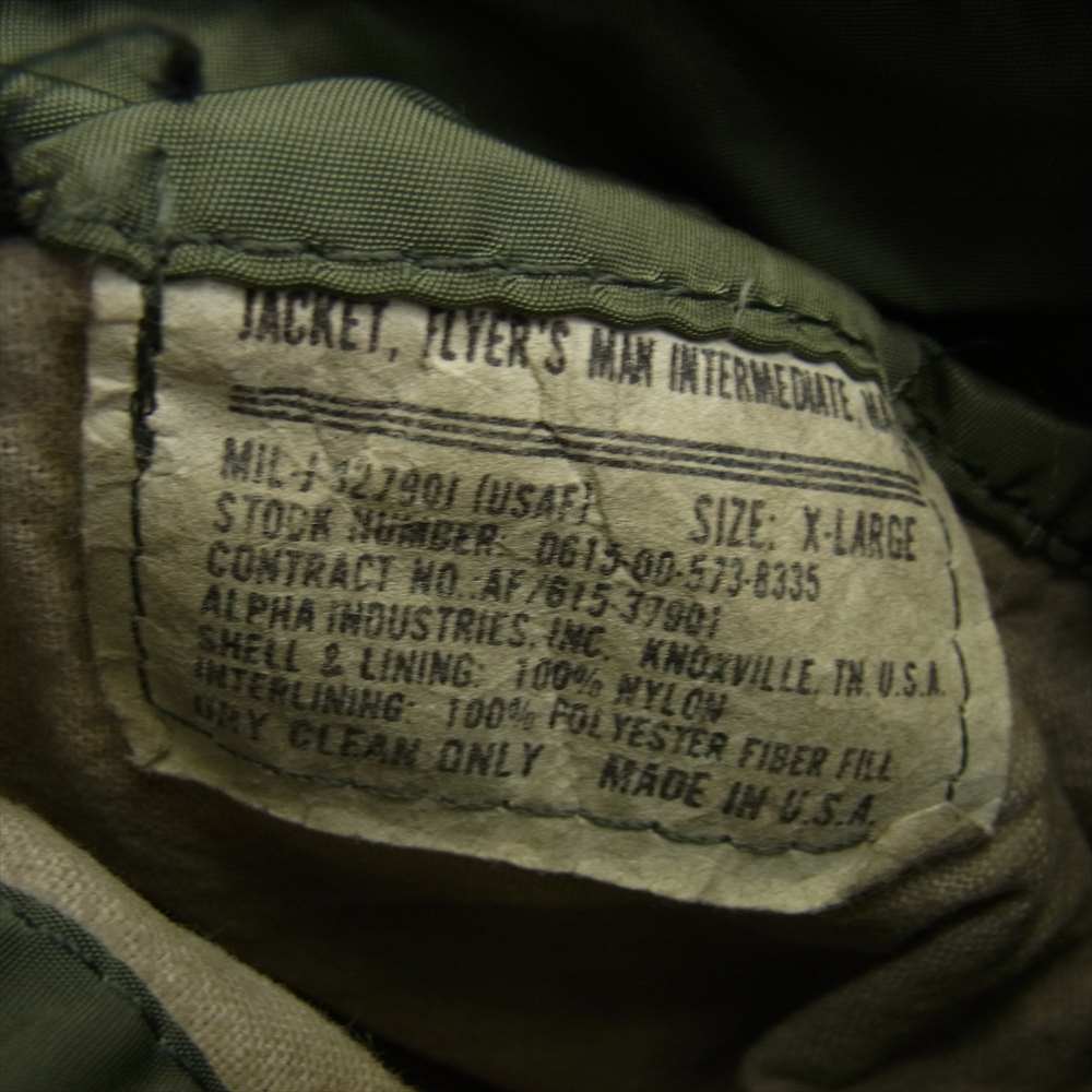 ALPHA アルファ USA製 TYPE MA-1 ミリタリー ジャケット カーキ系 オレンジ系 XL【中古】