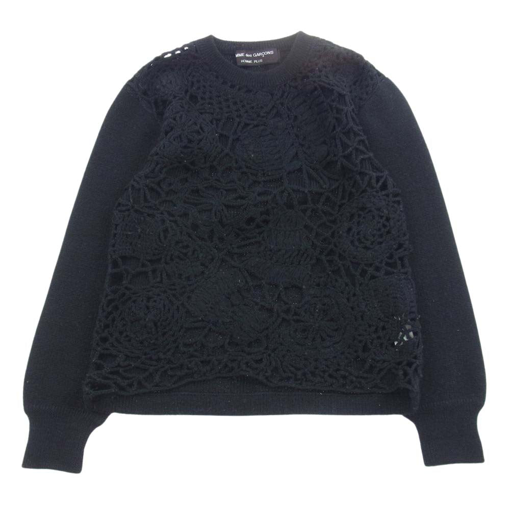 COMME des GARCONS HOMME PLUS コムデギャルソンオムプリュス PN-050150 アーカイブ レース編み デザイン ニット セーター  ブラック系【中古】