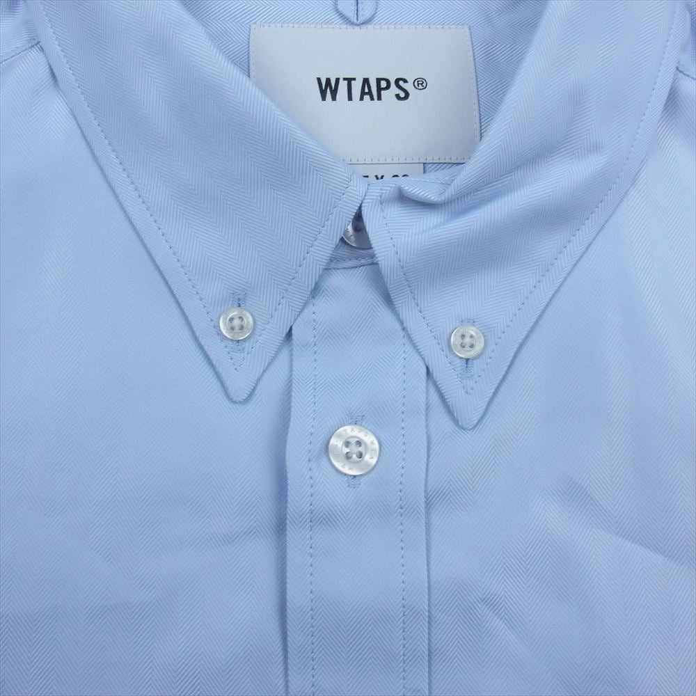 WTAPS ダブルタップス 23SS 231GWDT-SHM04 REPO 02 SS POLY HERRINGBONE ポリ ヘリンボーン 半袖 シャツ ブルー系 03【極上美品】【中古】