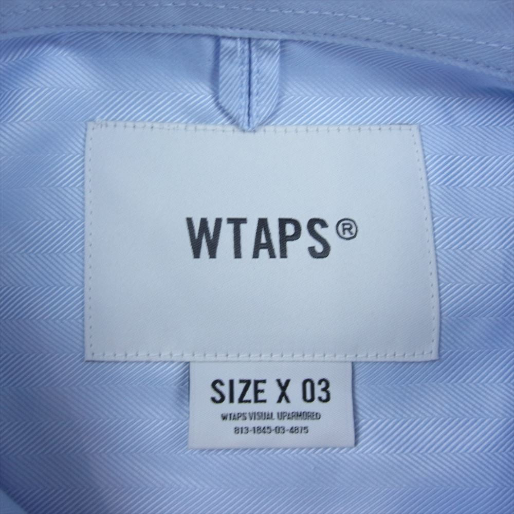 WTAPS ダブルタップス 23SS 231GWDT-SHM04 REPO 02 SS POLY HERRINGBONE ポリ ヘリンボーン 半袖 シャツ ブルー系 03【極上美品】【中古】