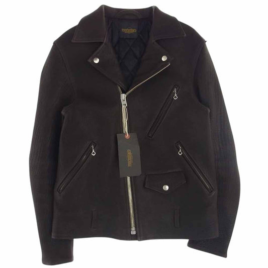 FINE CREEK LEATHERS ファインクリークレザー ACJK045  Leon Custom Deer レオン ディアスキン レザー ジャケット ブラウン系 40【新古品】【未使用】【中古】