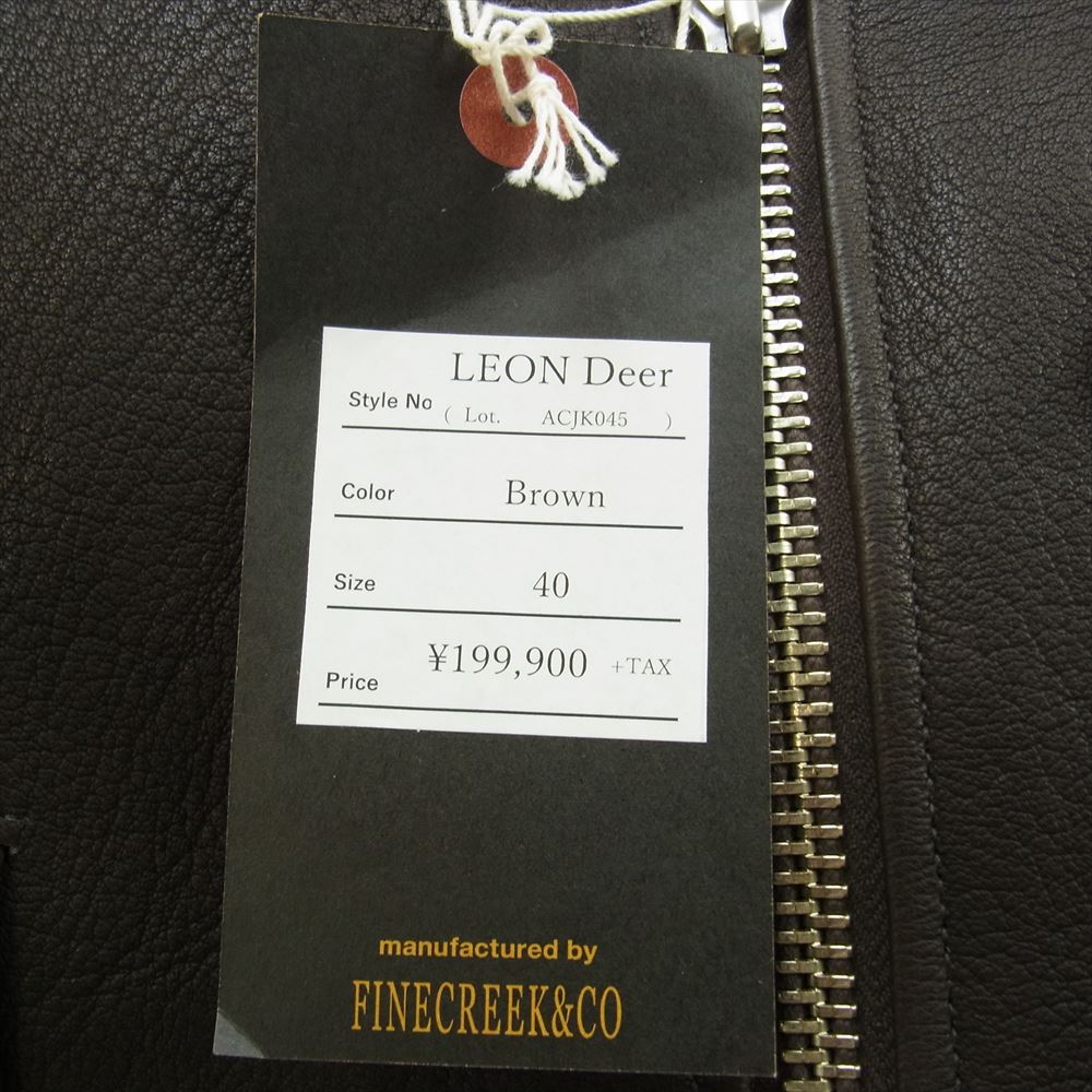 FINE CREEK LEATHERS ファインクリークレザー ACJK045  Leon Custom Deer レオン ディアスキン レザー ジャケット ブラウン系 40【新古品】【未使用】【中古】