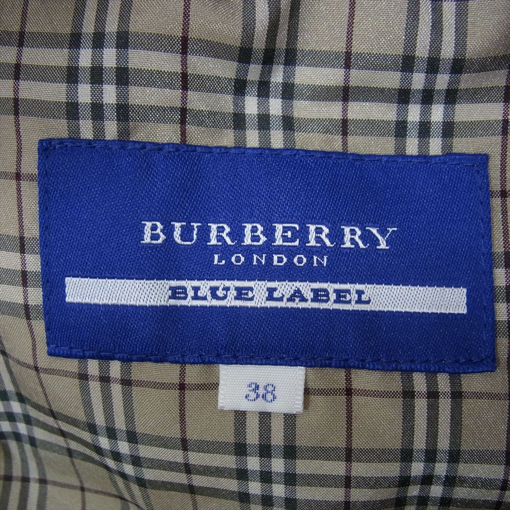 BURBERRY BLUE LABEL バーバリーブルーレーベル E1G06-471-40 ダウン ベスト 裏地チェックノバ ファー付き ベージュ系 38【中古】