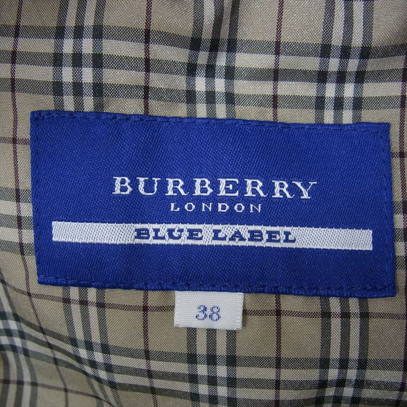 BURBERRY BLUE LABEL バーバリーブルーレーベル E1G06-471-40 ダウン ベスト 裏地チェックノバ ファー付き ベージュ系 38【中古】
