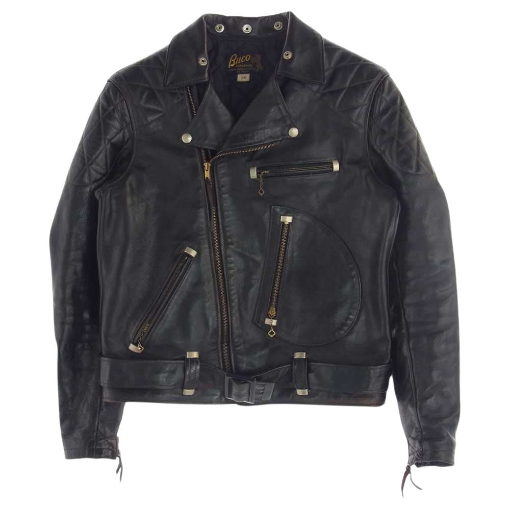 The REAL McCOY'S ザリアルマッコイズ 茶芯 ホースハイド J-82 PADDED JACKET ダブル ライダース ジャケット ブラック系 38【中古】