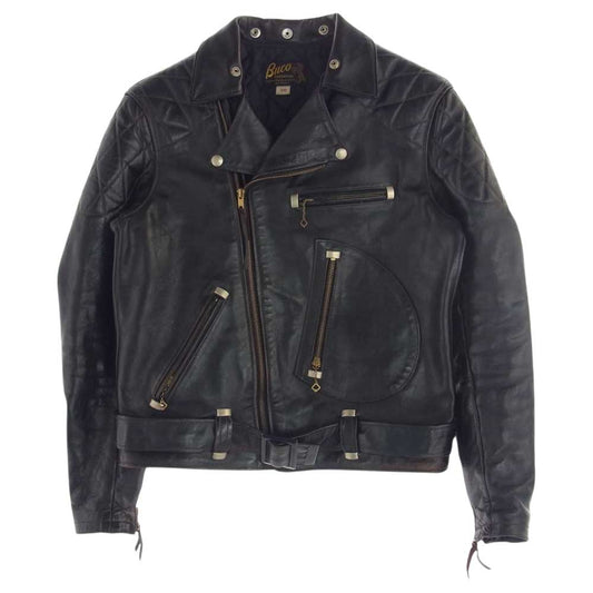 The REAL McCOY'S ザリアルマッコイズ 茶芯 ホースハイド J-82 PADDED JACKET ダブル ライダース ジャケット ブラック系 38【中古】