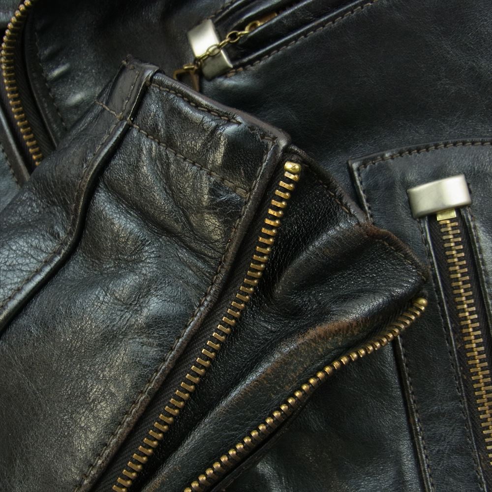 The REAL McCOY'S ザリアルマッコイズ 茶芯 ホースハイド J-82 PADDED JACKET ダブル ライダース ジャケット ブラック系 38【中古】