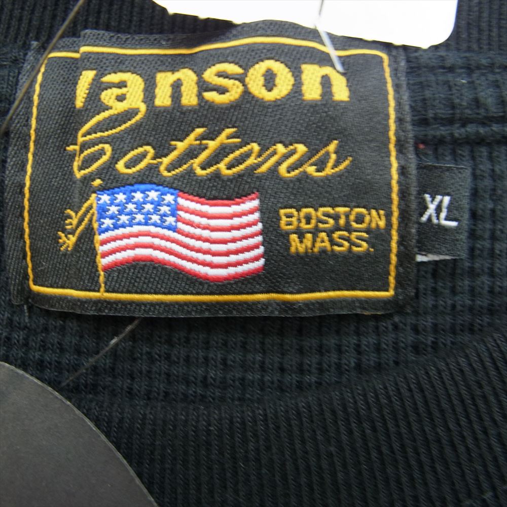 VANSON バンソン NVLT-2208 サーマル 6分袖Ｔシャツ ワッフル フライングオーバルロゴ 半袖 Tシャツ ブラック系 XL【美品】【中古】