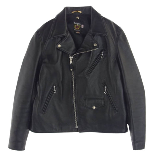 schott ショット 228US USA製 ラムレザー ダブル ライダース ジャケット ブラック系 42【美品】【中古】