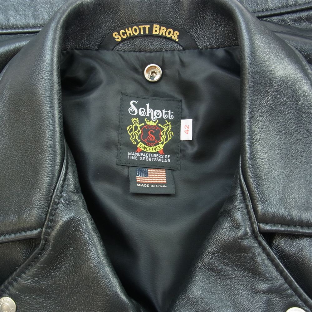schott ショット 228US USA製 ラムレザー ダブル ライダース ジャケット ブラック系 42【美品】【中古】