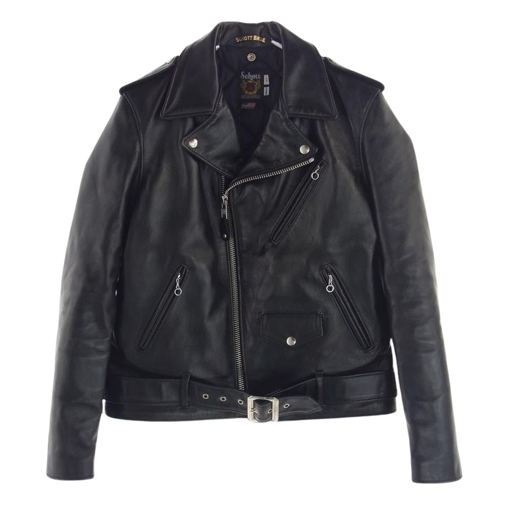 schott ショット 613UHT HORSEHIDE ONESTAR TALL USA製 ホースハイド ワンスター トール レザー ライダース ジャケット ブラック系 40【美品】【中古】