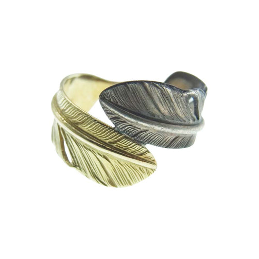 WINGROCK ウィングロック 18K コンビ ダブルフェザー リング ゴールド系 シルバー系【中古】